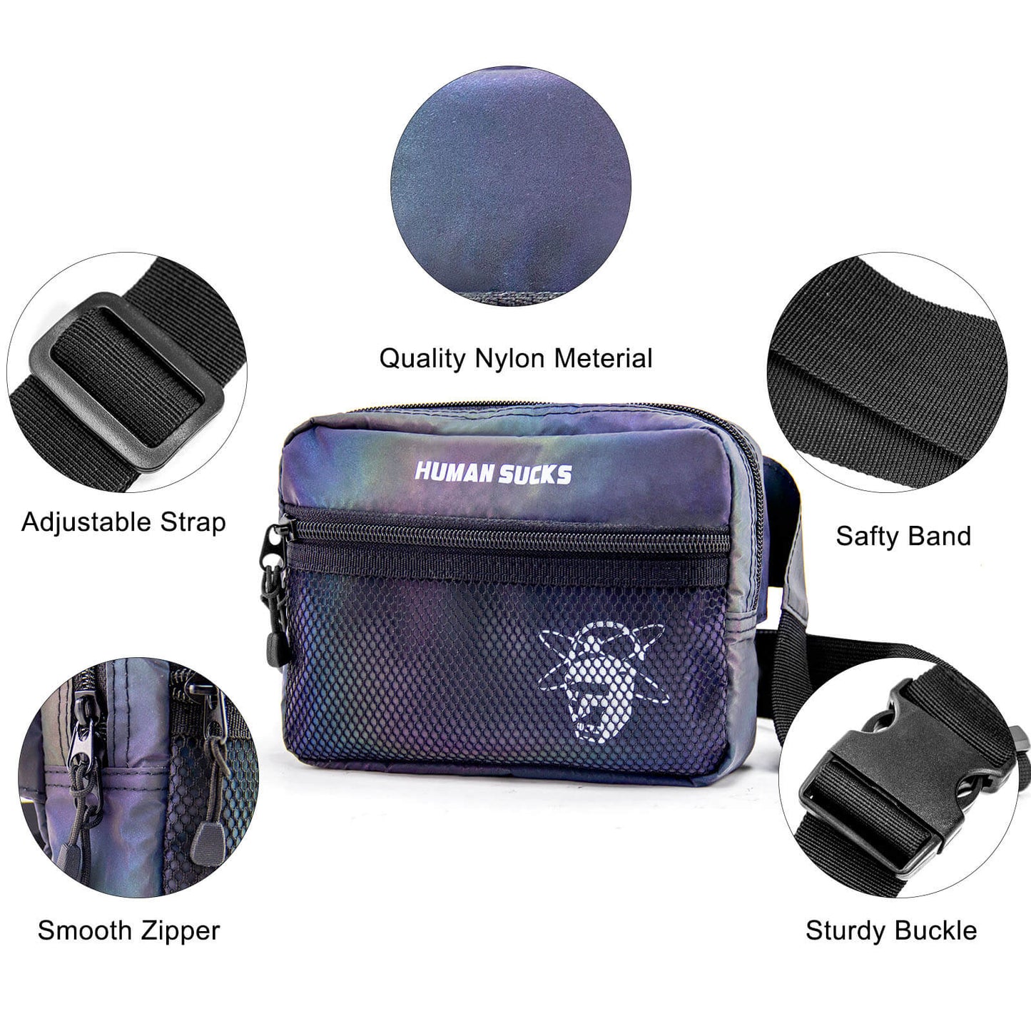 HUMAN SUCKS Reflect Fanny Pack