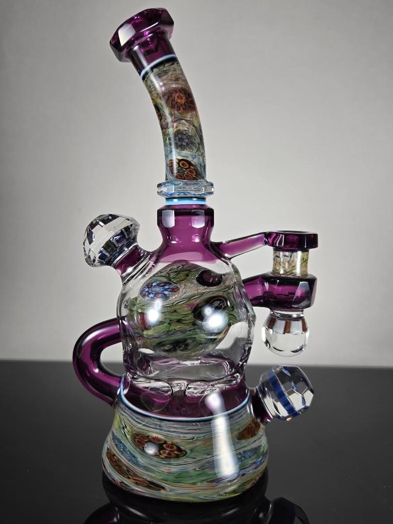 Jkelly × Conversion Glass Faceted Millefiori Blooper Ball Rig