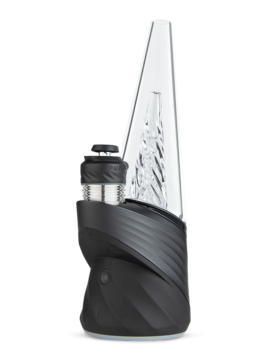 Black and clear Puffco Peak Pro on a white background