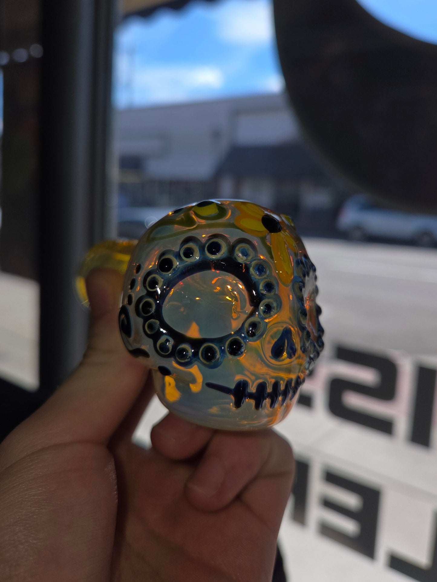 Solfire Glass Sugar Fumed Skull Pipe