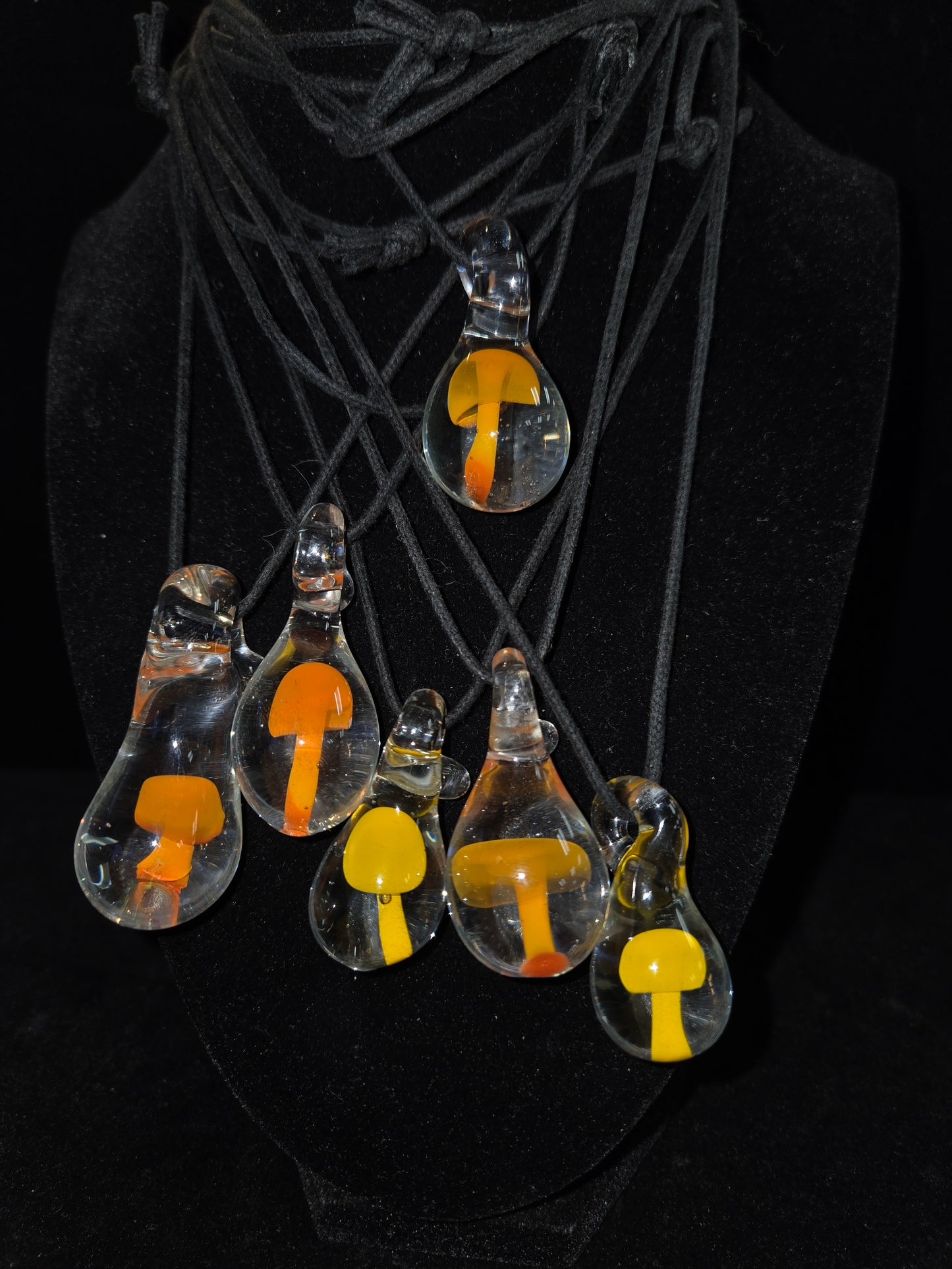 Cosmic Glass Mushroom Pendants