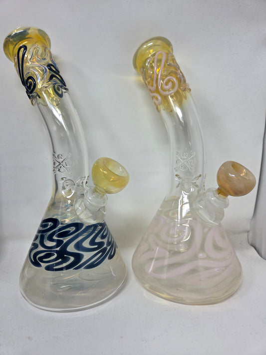 11" 38x4 Color Squiggle Bent Neck Beakers