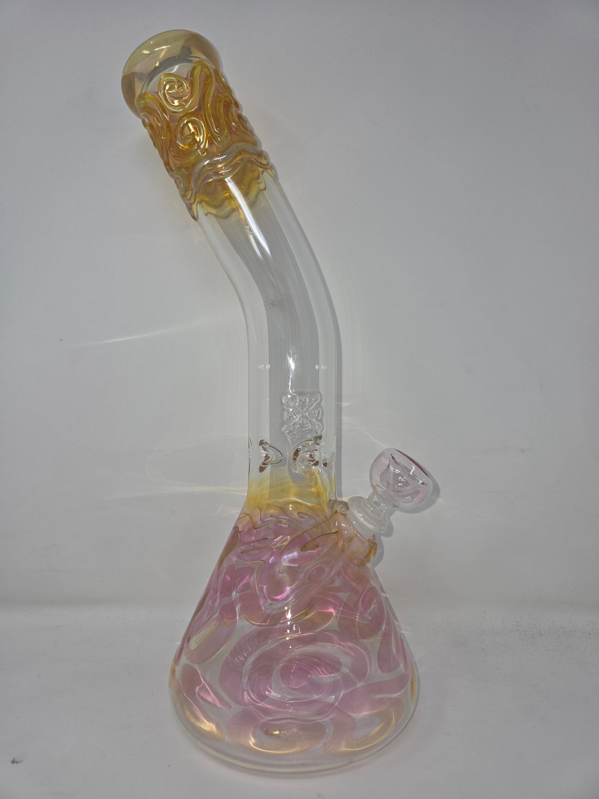 15" 50x5 Clear Gold/Silver Fumed Bent Neck Beakers