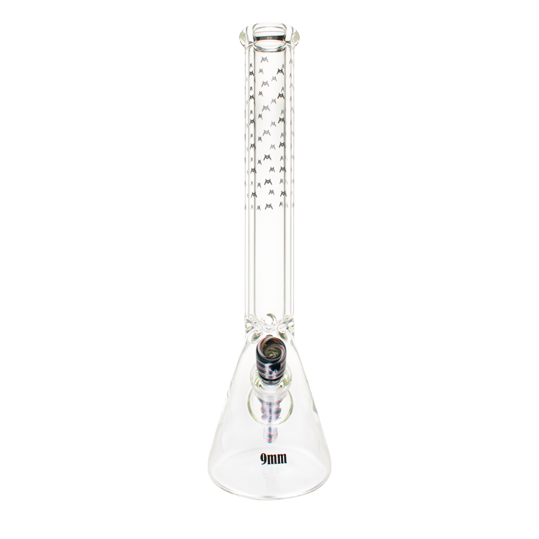 18" X 9mm Bats All Over Wig Wag Downstem Beaker Bong