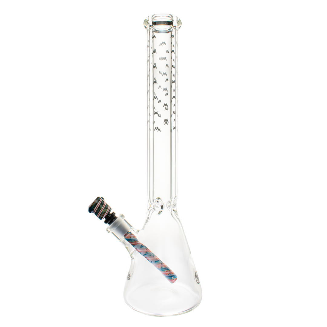 18" X 9mm Bats All Over Wig Wag Downstem Beaker Bong