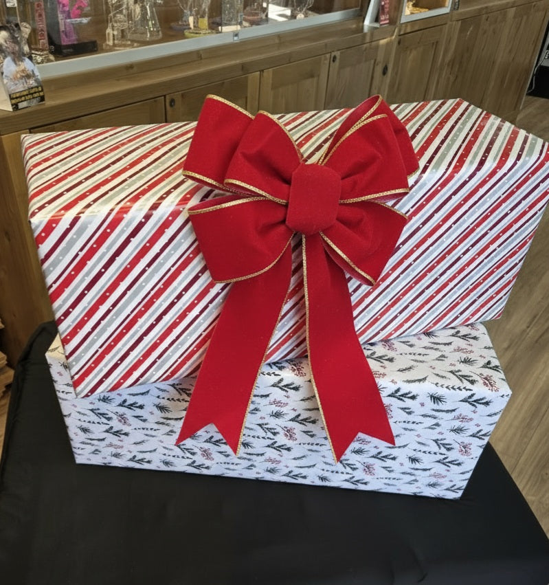 Gift box with red ribbon