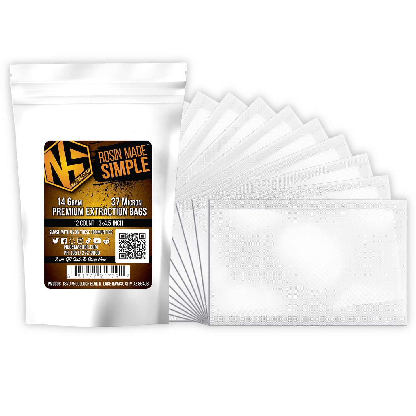 NugSmasher Extraction Bags-14 Gram  90 Micron(dry)