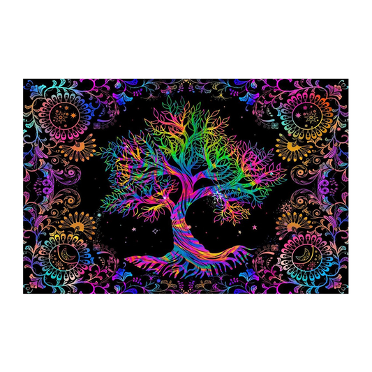 A Special Tree Black Light Reactive Wall Tapestry | 81"x53"