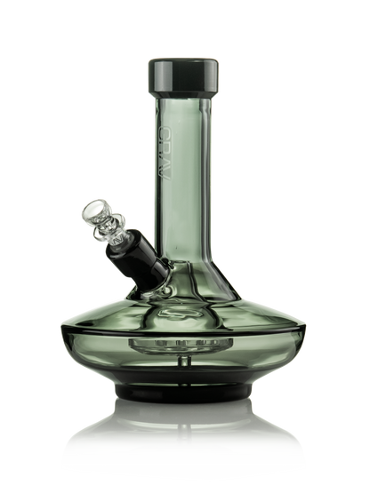 GRAV Small Wide Base Water Pipe In Smoke With Black Accents