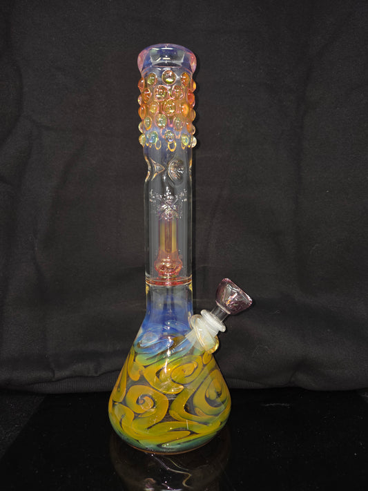 12" 38x4 Gold/Silver Fumed Double Perc Beakers