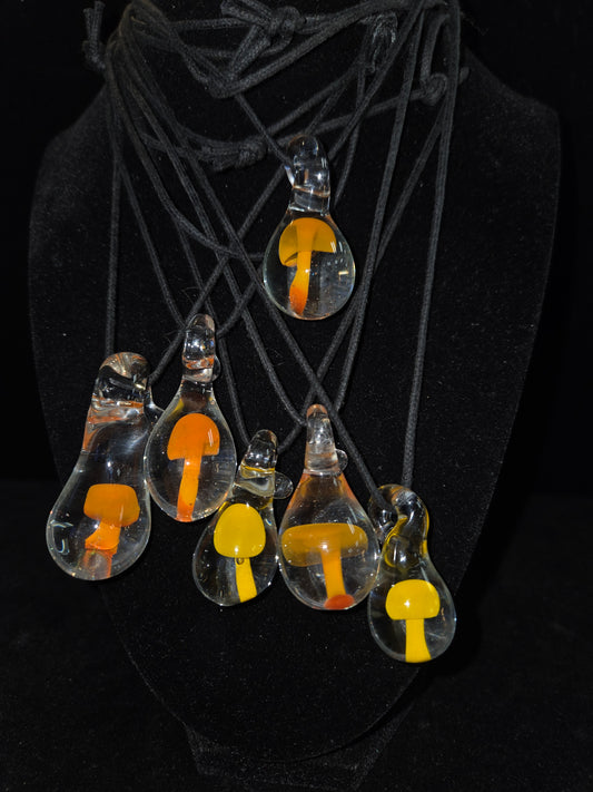 Cosmic Glass Mushroom Pendants
