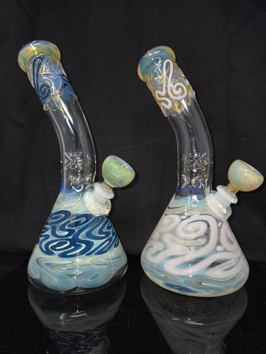 11" 38x4 Color Squiggle Bent Neck Beakers