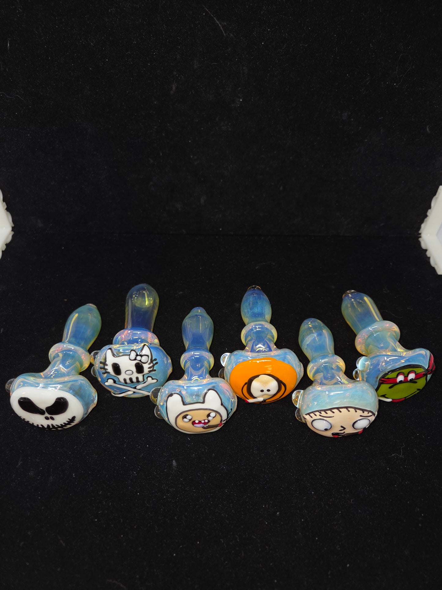 Waynes Glass Fumed Character Spoon Pipes