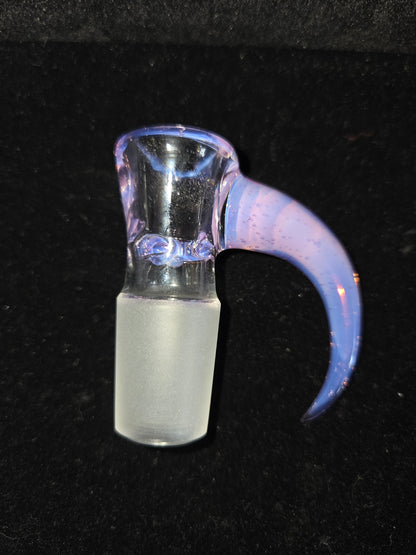 Hannya Glass 18mm Horned Slide - Rose Quartz