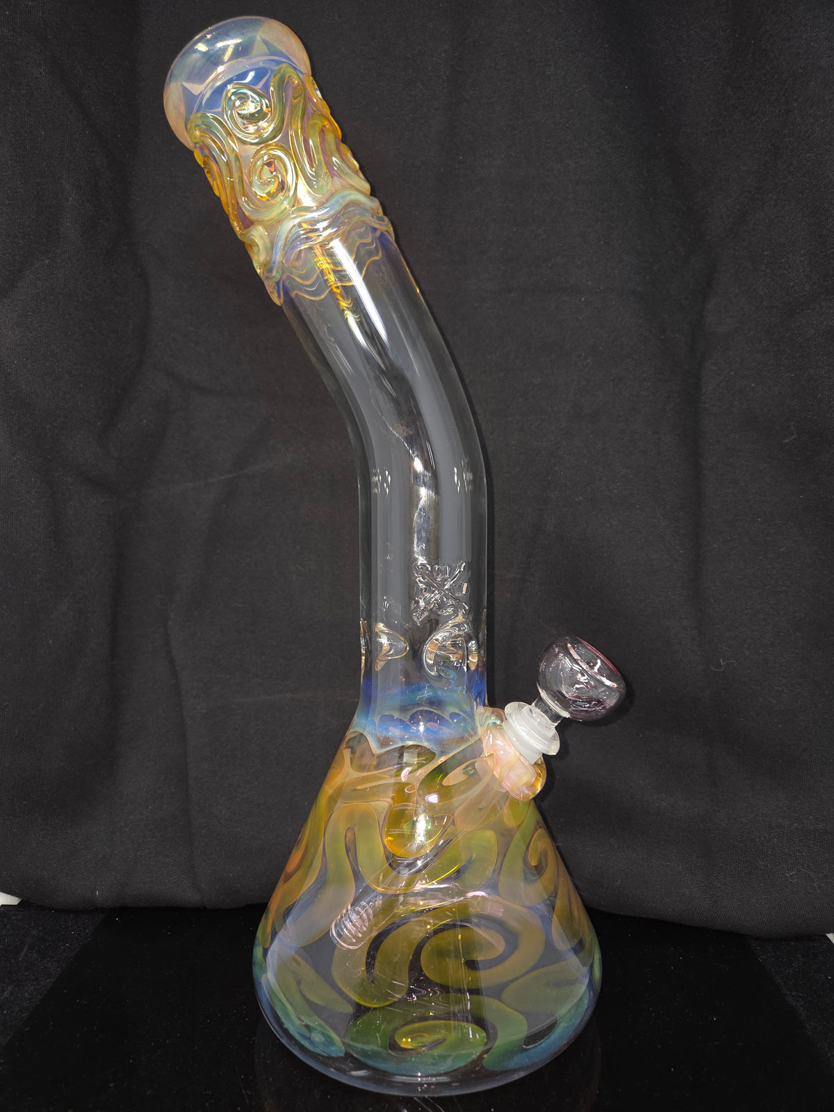 15" 50x5 Clear Gold/Silver Fumed Bent Neck Beakers