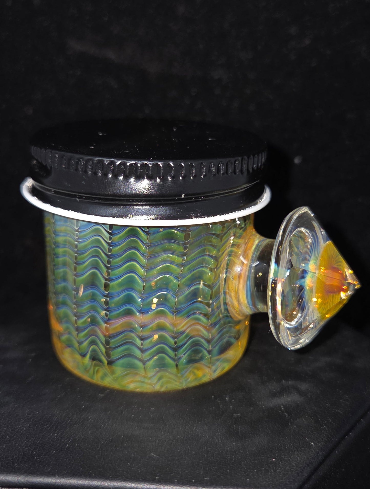 Gato Glass Baller Jar w Faceted Mib