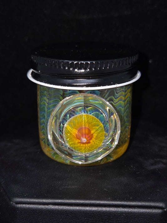 Gato Glass Baller Jar w Faceted Mib