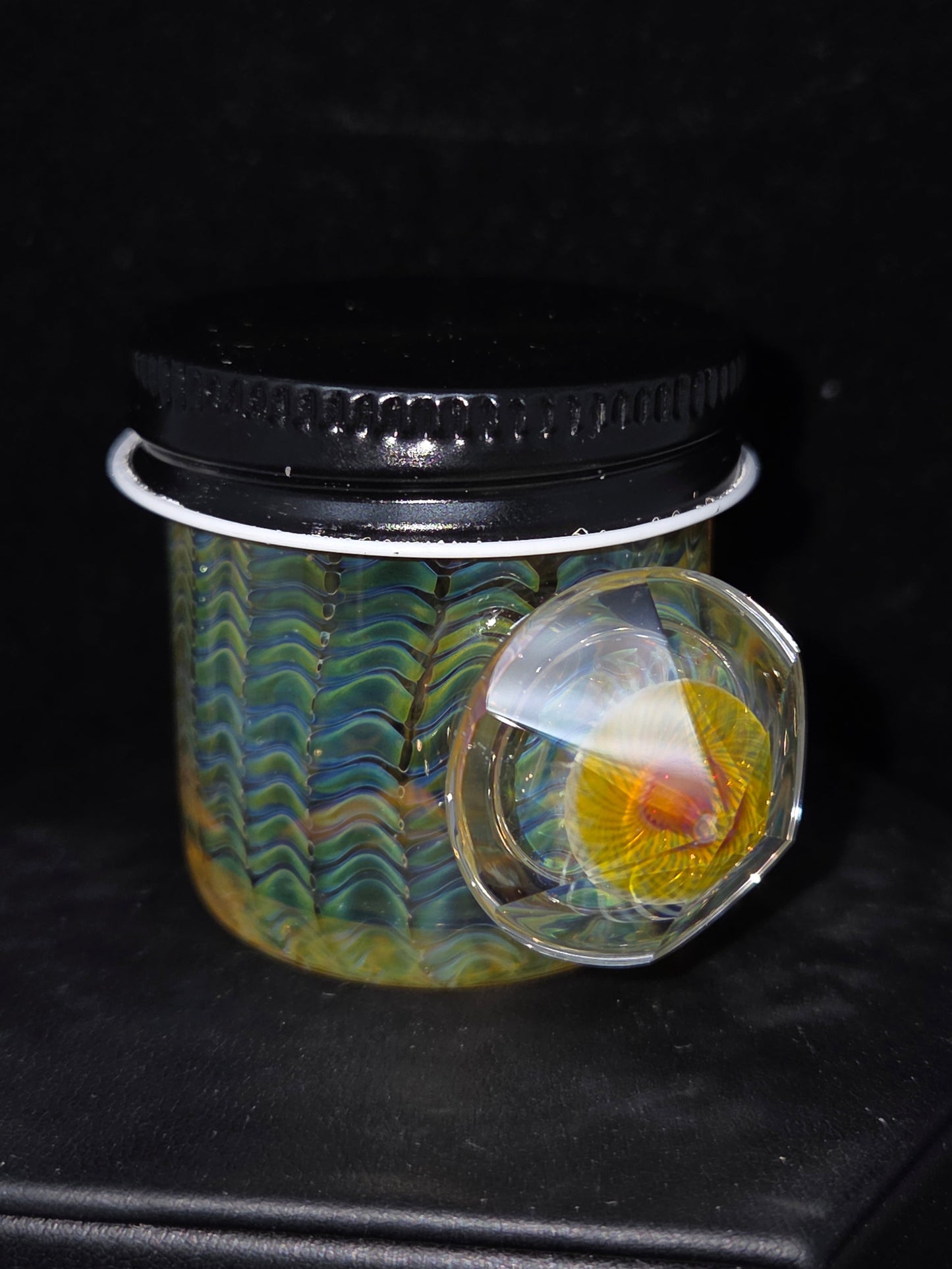 Gato Glass Baller Jar w Faceted Mib
