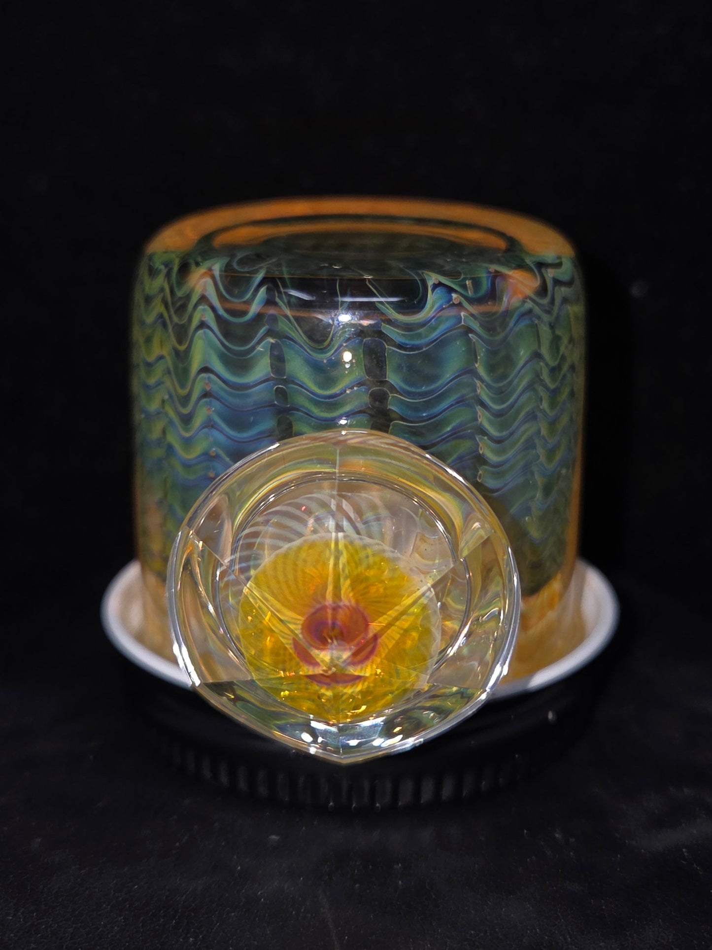 Gato Glass Baller Jar w Faceted Mib