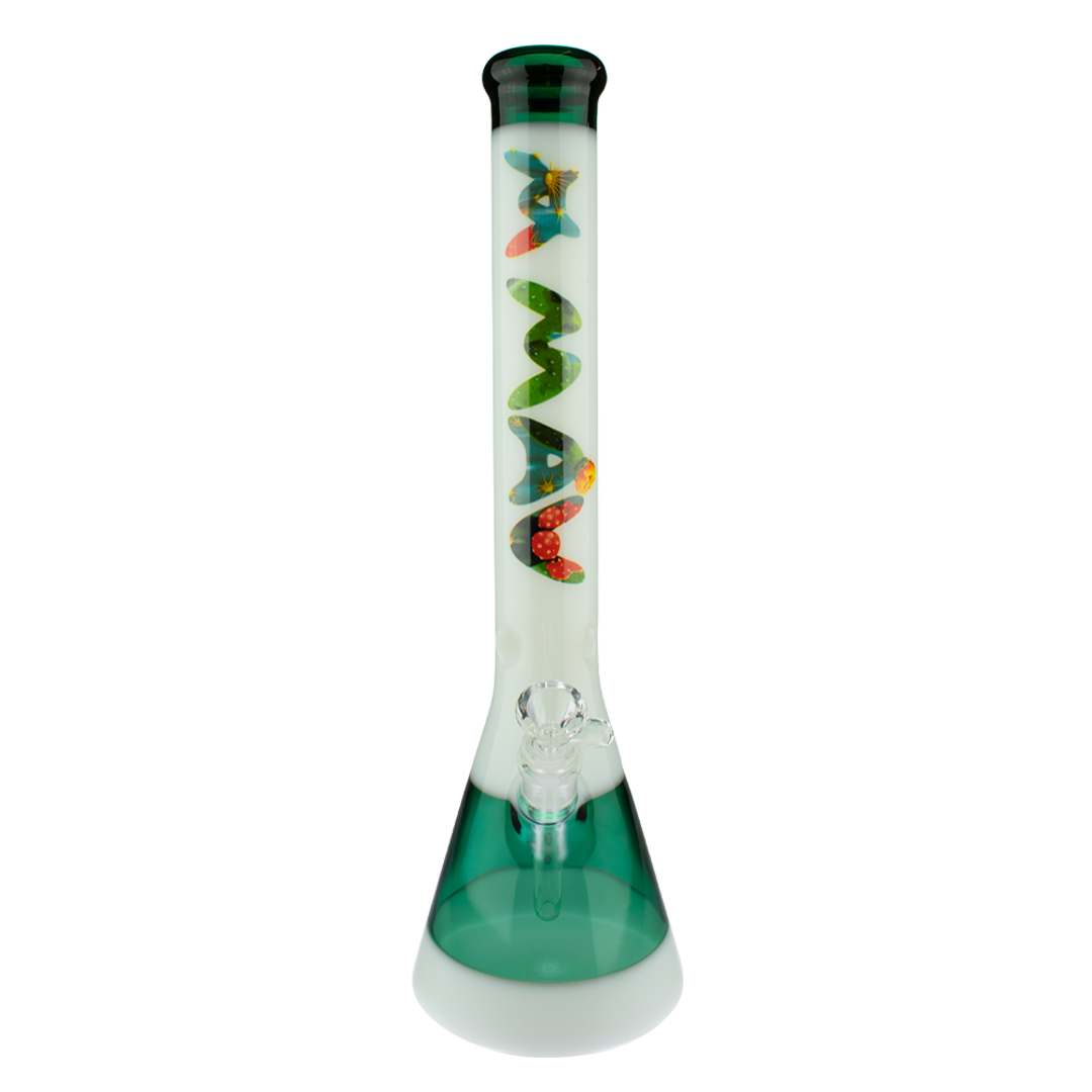 18" Cactus Teal & White Beaker Bong