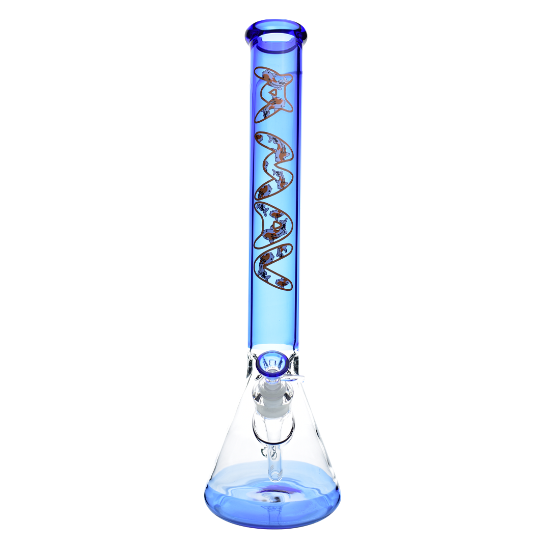 Ink Blue Koi 18" Full Color Beaker Bong