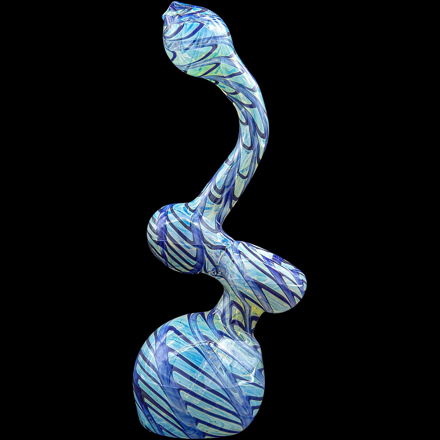 Color Raked Fumed Sherlock Bubbler Pipe