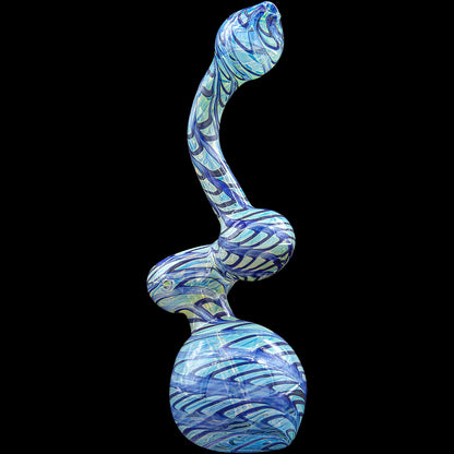 Color Raked Fumed Sherlock Bubbler Pipe