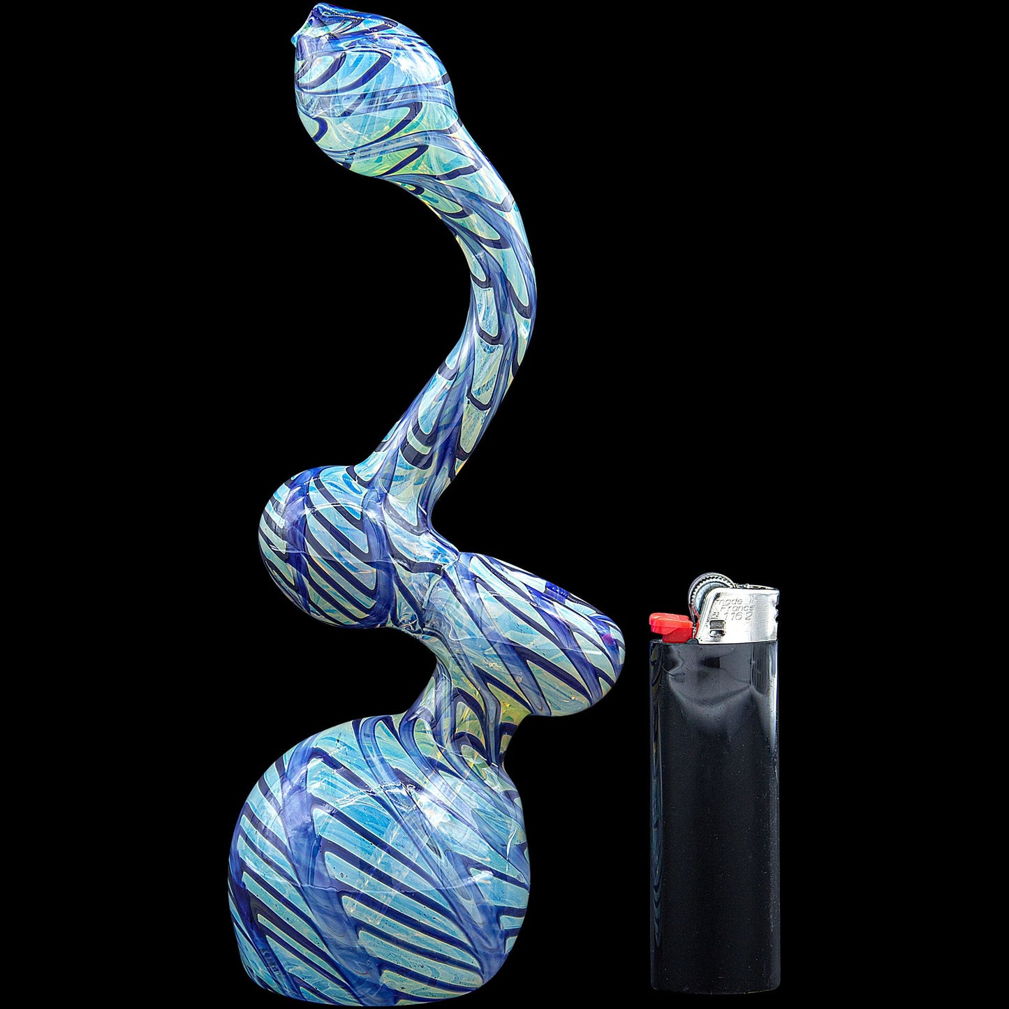 Color Raked Fumed Sherlock Bubbler Pipe