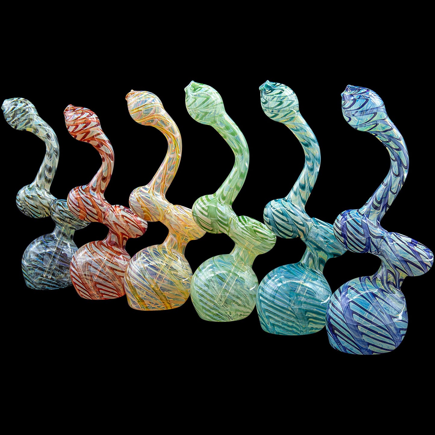 Color Raked Fumed Sherlock Bubbler Pipe