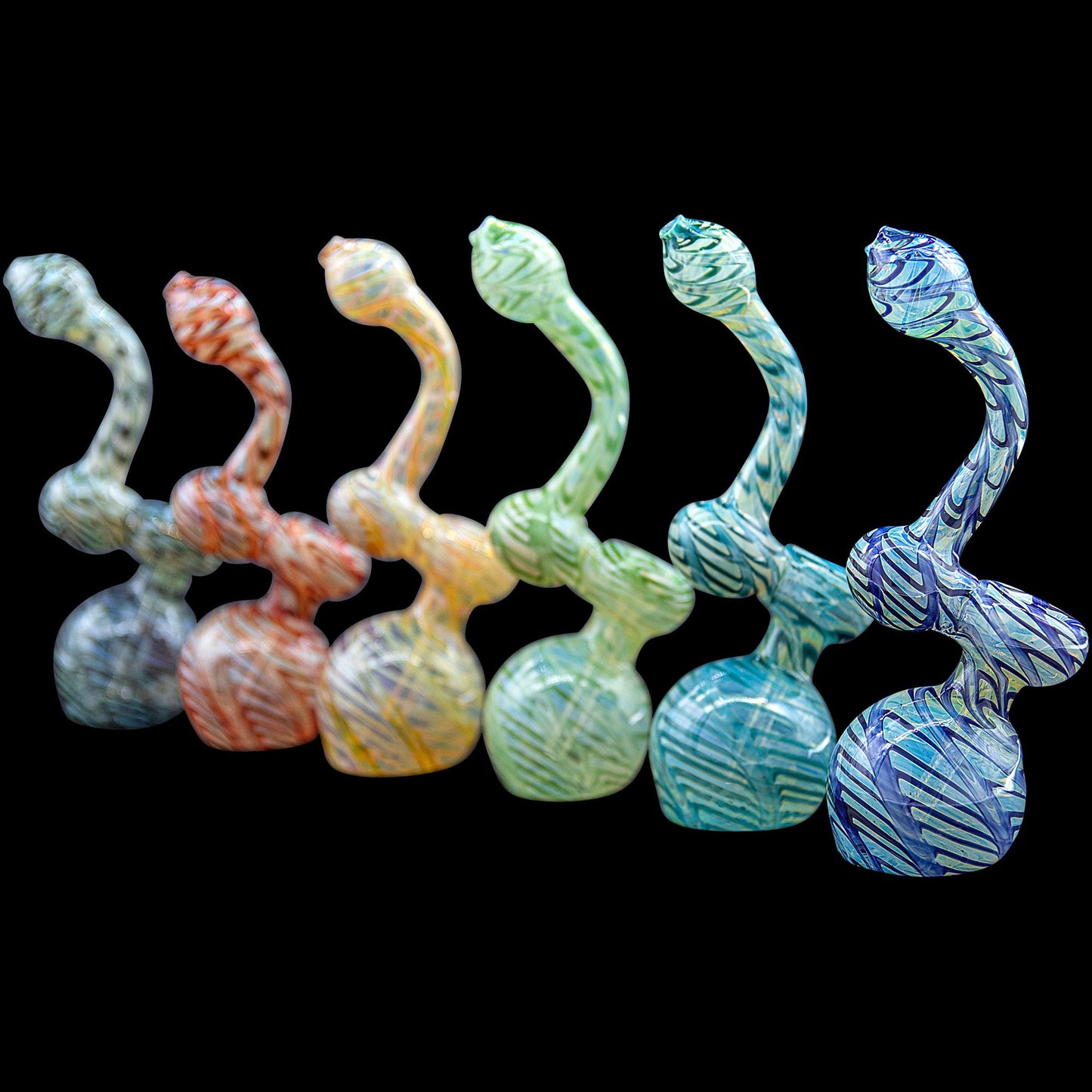 Color Raked Fumed Sherlock Bubbler Pipe