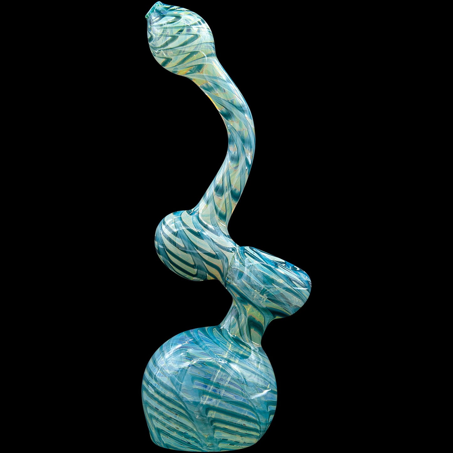 Color Raked Fumed Sherlock Bubbler Pipe