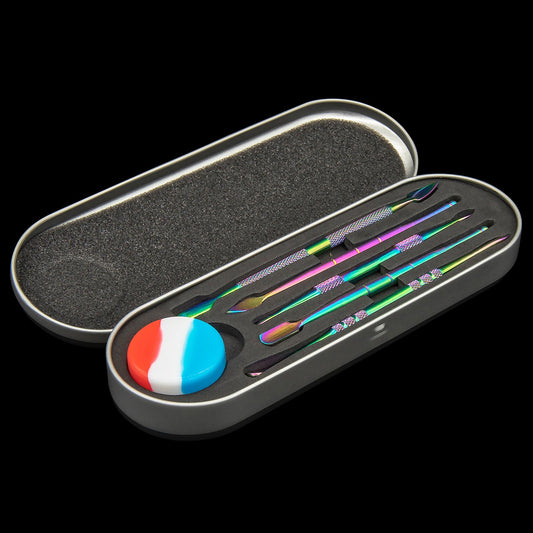 Iridescent Titanium Dabber Set with Silicone Dish and Case