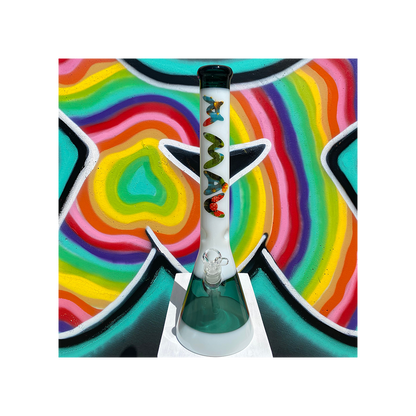 18" Cactus Teal & White Beaker Bong