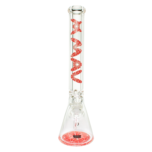 18" X 9mm Red Mandala Beaker Bong