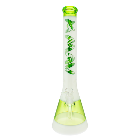 18" Jungle Leaf Ooze & White Beaker Bong